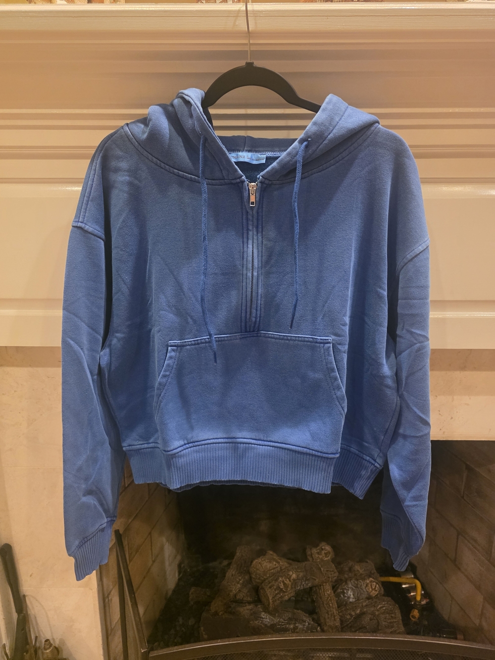 Zenana Outfitters Blue Quarter-Zip Hooded Sweatshirt